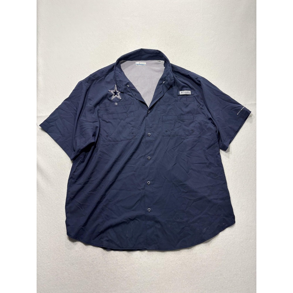 Dallas Cowboys Columbia PFG Omni Shade Fishing Shirt Mens XL Blue NFL XM7417